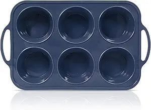 Jumbo Silicone Muffin Pan with Metal Frame, Non Stick Silicone Cupcake Pan with Handles 6 Cup, BPA Free Silicon Muffin Tin Tray Extra Large for baking, egg bites, Cupcake Mold Grey