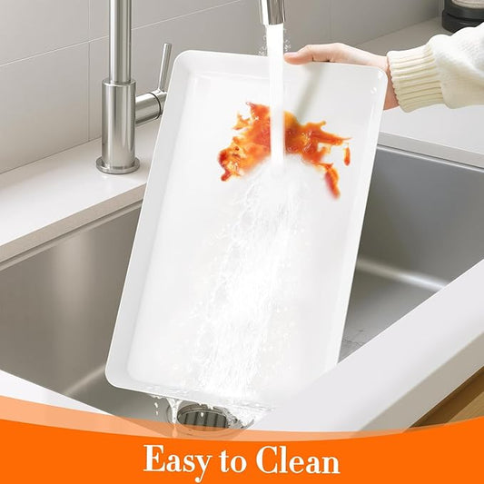 4 pcs Serving Tray for Entertaining, Grilling BBQ Accessories, Serving Platters for Snacks, Fruit, Reusable Plastic Trays for Serving Food and Pantry Organization in Kitchen & for Parties