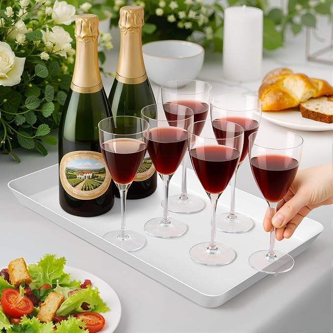 4 pcs Serving Tray for Entertaining, Grilling BBQ Accessories, Serving Platters for Snacks, Fruit, Reusable Plastic Trays for Serving Food and Pantry Organization in Kitchen & for Parties