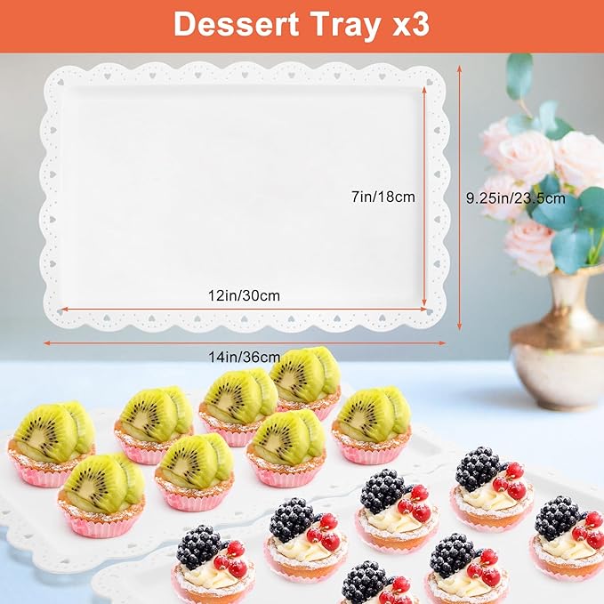5 Pieces Cupcake Stand Set, 2 Pieces 3 Tier Cupcake Stands with 3 Pieces Appetizer Trays, Dessert Table Display Set for Tea Party, Baby Shower and Wedding